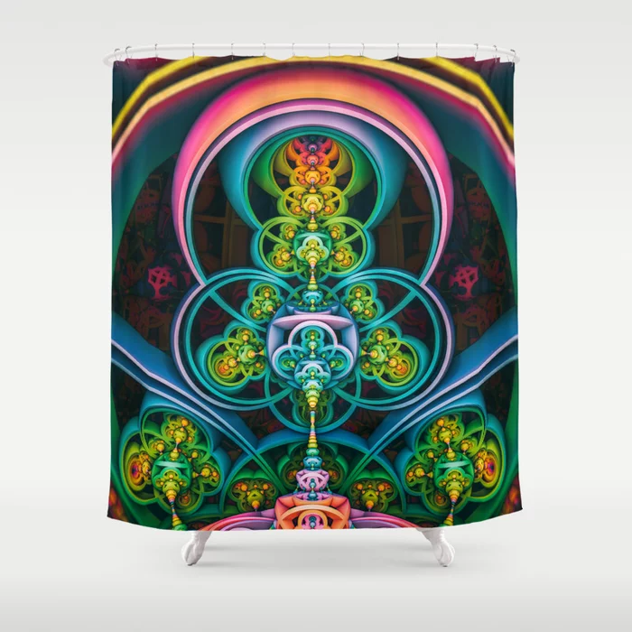 Time Shell II. 3D Colorful Abstract Design Shower Curtain